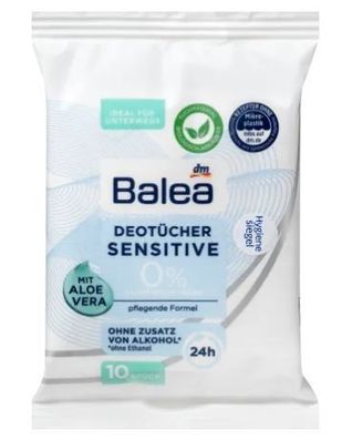 Balea Feuchttécher fér sensible Haut, 10er Pack â?? Sanfte Reinigung in Reisegröße