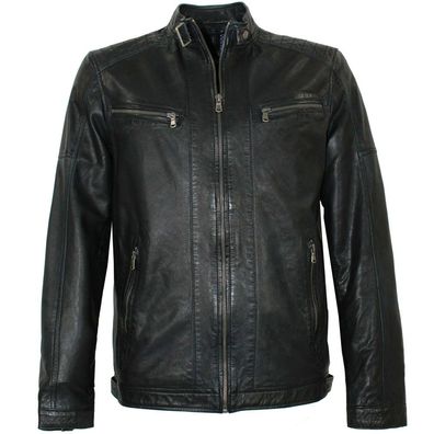 MADDOX - Herren Lederjacke Lammnappa dunkelblau