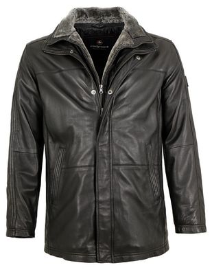 Redpoint - Herren Lederjacke Longjacke Lammnappa schwarz