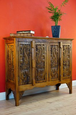 Thailand Massivholz Kommode Handarbeit Holz Sideboard Möbel Asiatischer Schrank