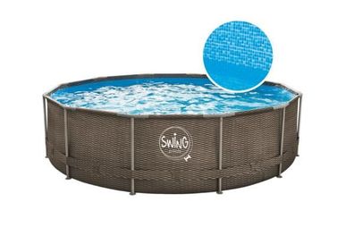 METAL FRAME ROUND POOL - 3.66 x 0.91 m, Wicker design (double rattan)