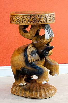 Holz Beistelltisch Elefant 50cm Holztisch Nachttisch Massivholz Hocker Tisch neu