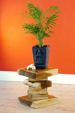 Beistelltisch Bücherstapel Mini Blumen Podest Hocker Massiv Holz Arbeit Möbel