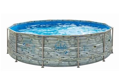 ELITE - STONE FRAME POOL - 3.66 x 0.91m, Stone design Aufstellpool Metallrahmen