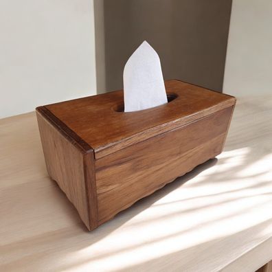 Teak Holz Taschentuch Box Spender Kosmetiktuchbox Schatulle Massivholz Schachtel