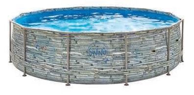 ELITE - STONE FRAME POOL - 4.88 x 1.22 m, Stone design Aufstellpool Metallrahmen