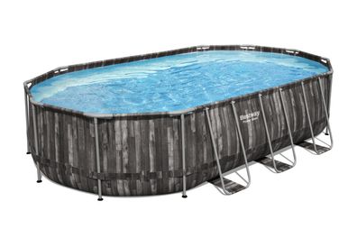 METAL FRAME OVAL POOL - 6.10 x 3.66 x 1.22 m with filter pump 12V - 3.8 m3, olding