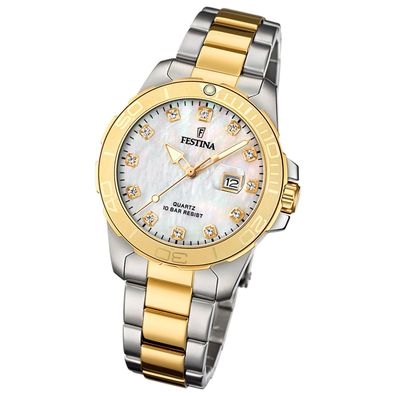 Festina Damenuhr Edelstahl silber gold Festina Boyfriend Armbanduhr UF20504/2