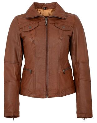 7eleven - Damen Lederjacke Lammnappa tobacco