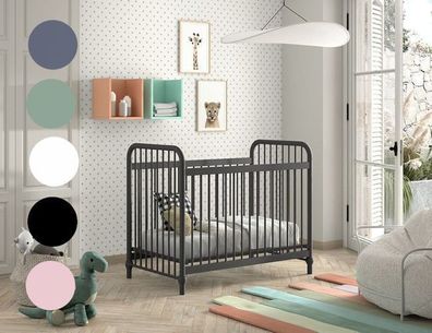 Babybett 60x120 Gitterbett Kinderbett höhenverstellbar Metallbett Sprossen Bett