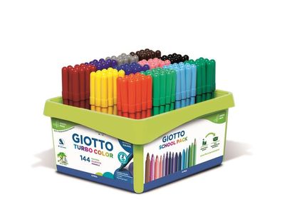 Giotto Turbo Color Fasermaler, 144 Stück in 12 Farben sortiert