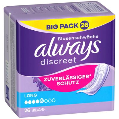 Hygieneeinlagen Blasenschwäche Discreet Long Big Pack 20 Stück