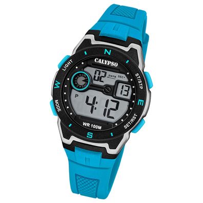 Calypso Herrenuhr Kautschuk hellblau Calypso Digital Armbanduhr UK5853/1