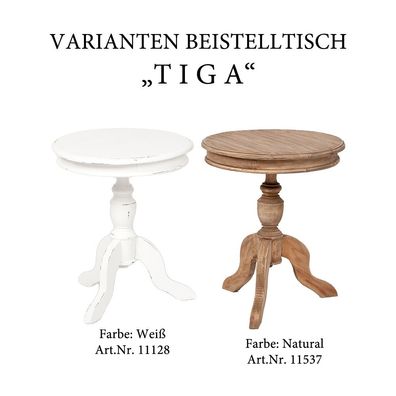 Beistelltisch TIGA D50cm weiß Landhaus Shabby Chic Couchtisch Tisch rund