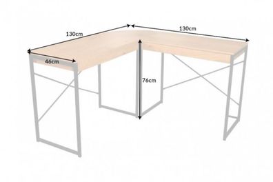 Moderner Eck-Schreibtisch DION 130cm Schubladen Eichenoptik