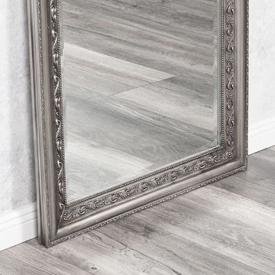 Wandspiegel Argento 180x70cm Silber-Antik Spiegel Barock Holzrahmen Facette