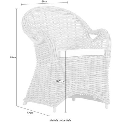 Rattan-Sessel Charlotte Natural Grey mit Sitzkissen Stuhl Armlehnstuhl Rattan