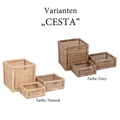 Rattan Korb CESTA-Big Grey Aufbewahrungskorb Schrankkorb Regalkorb