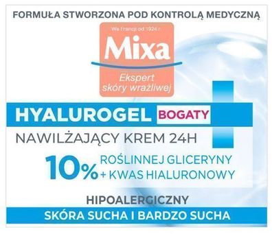 Mixa Hyalurogel Feuchtigkeitscreme, 50 ml