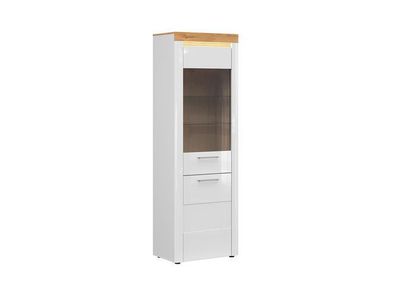 BLACK RED WHITE Vitrinenschrank Horton | Standvitrine | 42 x 68 x 205 cm, Weiss