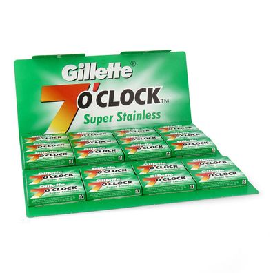 Gillette 7 O'CLOCK Super Stainless Double Edge Rasierklingen 20x5= 100 Klingen