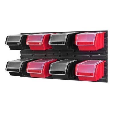 Set Wandregal Boxen 8 Stapelboxen schwarz rot