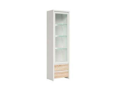 BLACK RED WHITE Vitrinenschrank Kaspian | Standvitrine | 40,5 x 56 x 200,5 cm, Weiss