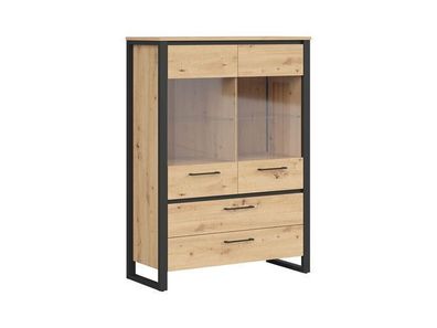 BLACK RED WHITE Vitrinenschrank Dodson | Standvitrine | 40,5 x 100 x 137 cm, Beige