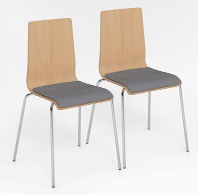 Holzstuhl SBH2 Schalenstuhl mit Polster 2er Set Besucherstuhl Konferenzstuhl Stuhl