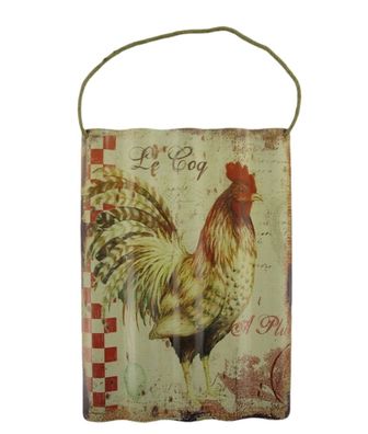 Blechschild, Reklameschild Le Coq, gewelltes Wandschild mit Hahn 40x30 cm