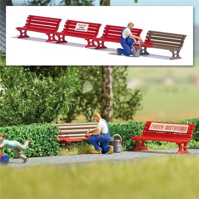 Busch H0 7978 Action Set: Sitzbank streichen - NEU