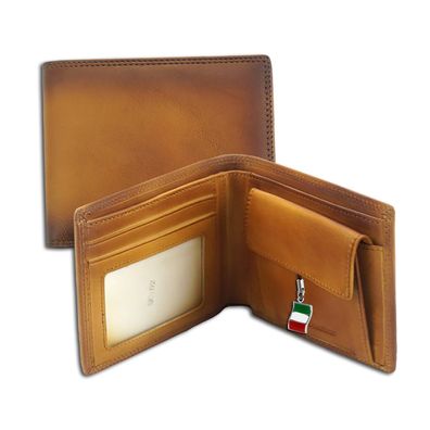 Florence Vintage Echtleder Geldbörse Herren cognac braun mit Geschenkbox OPF100C