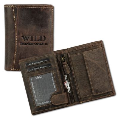 Wild Things Only Leder Geldbörse Unisex Brieftasche braun 12.5x2x9.5cm OPJ100N