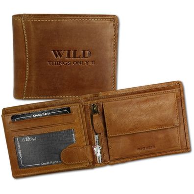 Wild Things Only Echtleder Geldbörse Unisex Brieftasche braun-cognac OPJ103O