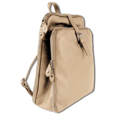 Toscanto Damen Cityrucksack Leder Rucksack taupe beige ORTM102RN