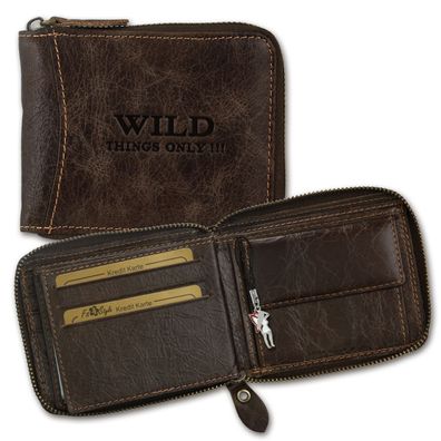 Wild Things Only RFID Blocker Echtleder Geldbörse Unisex Brieftasche OPJ112N