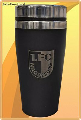 1. FC Magdeburg Thermobecher Becher Schwarz Logo Coffee to go-Becher 450ml NEU