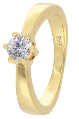 trendor Schmuck Damenring mit Zirkonia 925 Silber Goldplattiert 68708