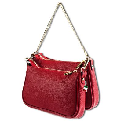 Florence Doppel Umhängetasche Damen Tasche Echtleder rot OTF826R