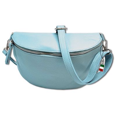 Florence Echtleder Bauchtasche groß Damen hellblau Umhängetasche Jugend OTF825H