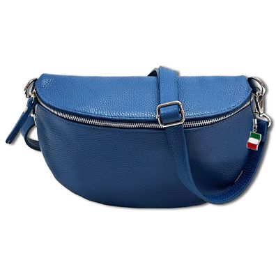 Florence Echtleder Bauchtasche groß Damen blau Umhängetasche Jugend OTF825M