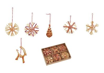 Weihnachtshänger Set aus Stroh, 6cm, Natur 21er Set, (B/H/T) 19x2x13cm