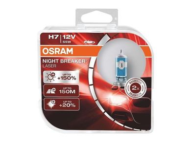 Glühlampen OSRAM H7 12V 55W PX26d Night Breaker Laser, Next Generation + 150%, 2 Stk