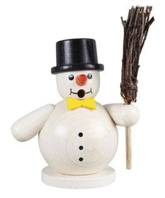 Räucherfigur - Schneemann mit Besen und Zylinder