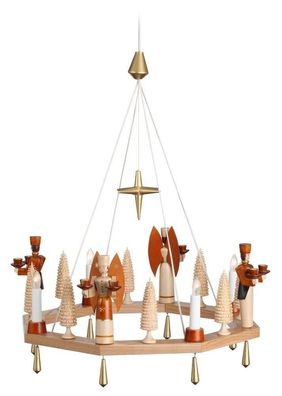 Lichterkranz Adventskranz natur mit Engel und Bergmann el BxT=38x38cm NEU