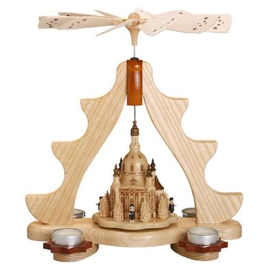 Teelichtpyramide - Dresdener Frauenkirche mit Sängern und Bäumchen, natur