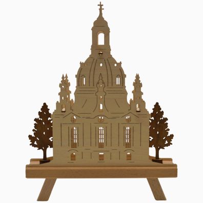 Standleuchte 3D - Frauenkirche mit Laternen/Bäume/Häuser, Original Erzgebirge