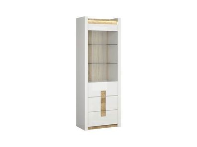 BLACK RED WHITE Vitrinenschrank Alameda | Standvitrine | 41,5 x 72 x 201,5 cm, Weiss