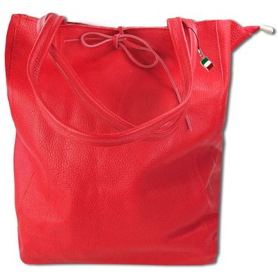 Florence ital. Shopper Echtleder Damen Schultertasche Business rot OTM107R