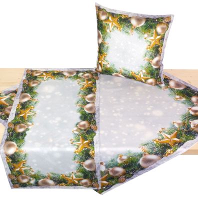 Hossner Weihnachten Kugeln Weihnachtsdekoration Tischdecke Tischläufer Kissenbezug